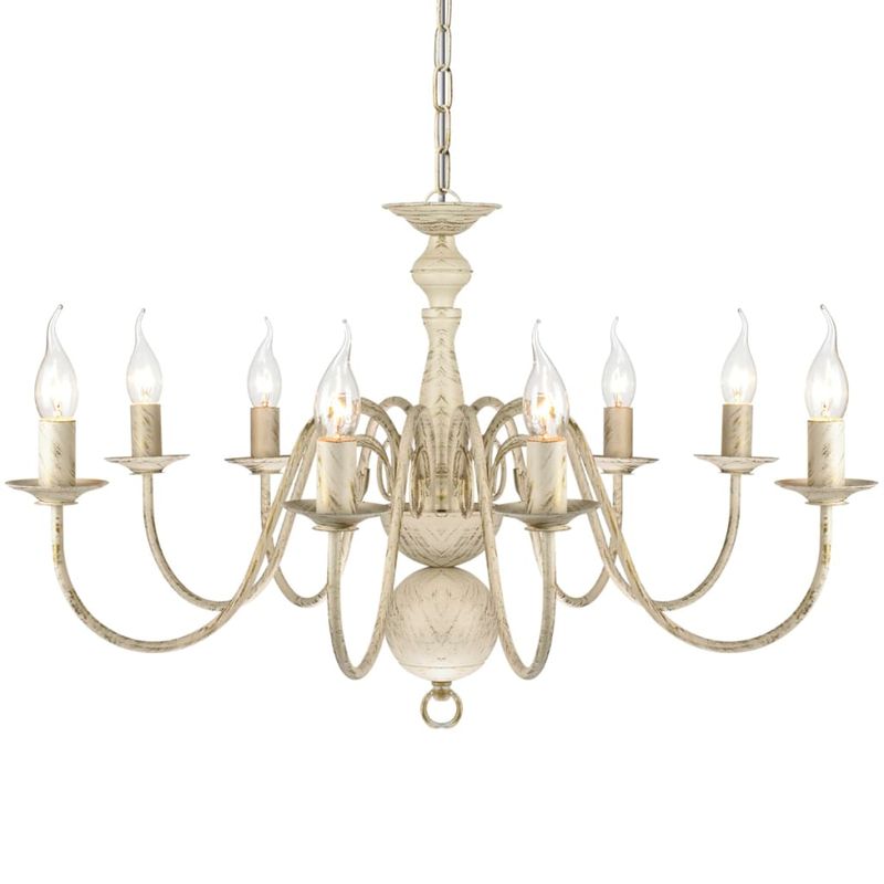 Casa si Gradina - Corpuri si surse de iluminat - Lustre si pendule - Candelabru alb de metal in stil antic 8 x becuri E14 - Infinity.ro