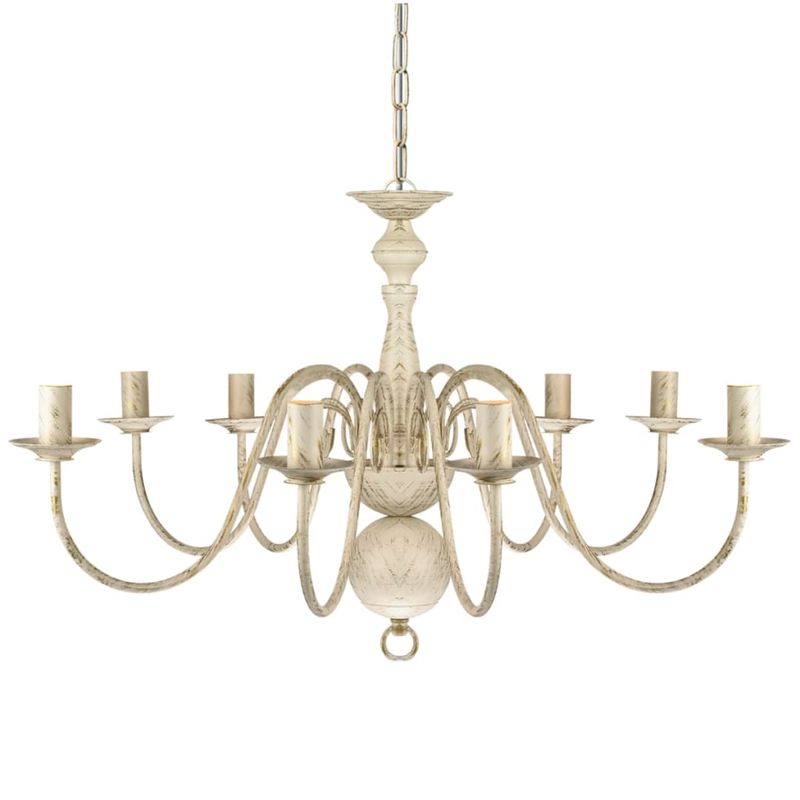Casa si Gradina - Corpuri si surse de iluminat - Lustre si pendule - Candelabru alb de metal in stil antic 8 x becuri E14 - Infinity.ro
