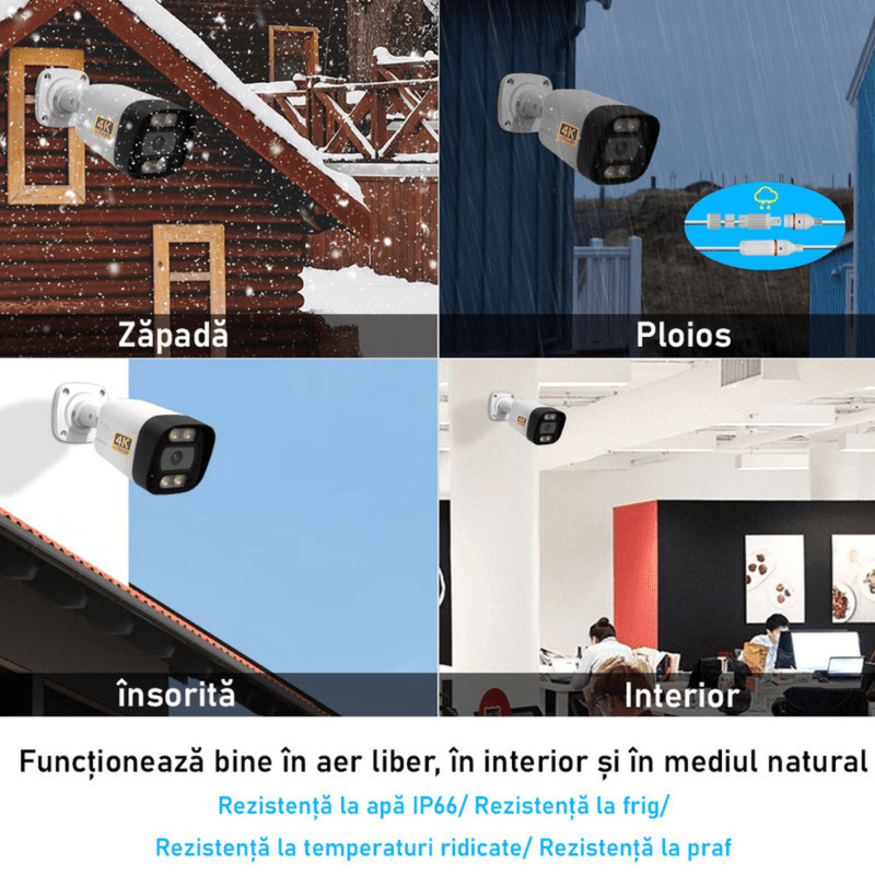 Casa si Gradina - Electrice - Smart Home - Camere de supraveghere - Sistem supraveghere video cu 4 camere Ultra HD 4K, DVR 4 canale, transmisie live - PK-8HB718 - Infinity.ro