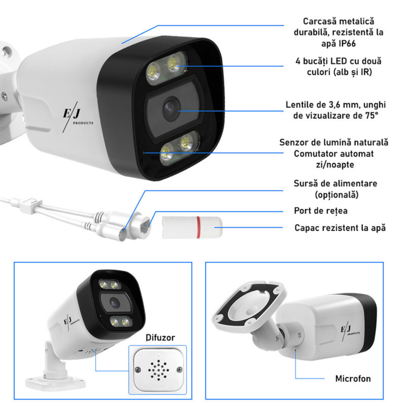 Casa si Gradina - Electrice - Smart Home - Camere de supraveghere - Sistem supraveghere video cu 4 camere Ultra HD 4K, DVR 4 canale, transmisie live - PK-8HB718 - Infinity.ro