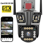 Laptop, Telefoane si Tablete - Wearables si gadgeturi - Gadgeturi - Dispozitive spionaj - Camera de supraveghere tripla 5K, WIFI, 12MP, 32 GB, PTZ, CCTV, zoom 10x - Infinity.ro