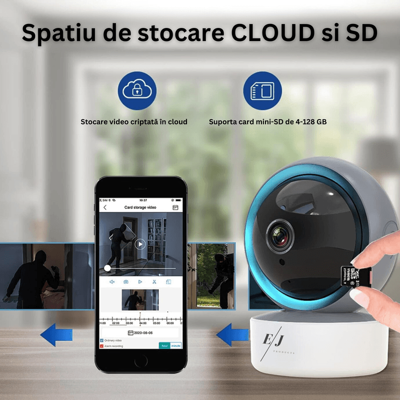 Laptop, Telefoane si Tablete - Wearables si gadgeturi - Gadgeturi - Dispozitive spionaj - Camera video de supraveghere bebelusi/copii WiFi, HD, night vision, unghi 355°, senzor de miscare - Infinity.ro