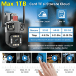 Laptop, Telefoane si Tablete - Wearables si gadgeturi - Gadgeturi - Dispozitive spionaj - Camera de supraveghere tripla 5K, WIFI, 12MP, 32 GB, PTZ, CCTV, zoom 10x - Infinity.ro