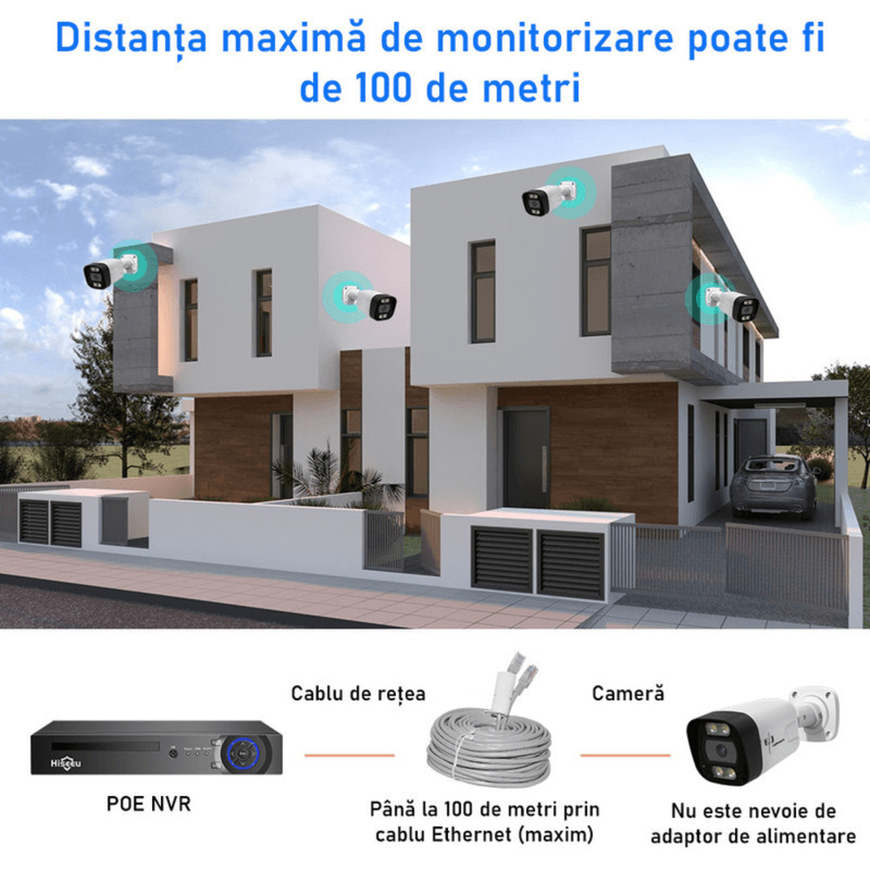 Casa si Gradina - Electrice - Smart Home - Camere de supraveghere - Sistem supraveghere video cu 4 camere Ultra HD 4K, DVR 4 canale, transmisie live - PK-8HB718 - Infinity.ro