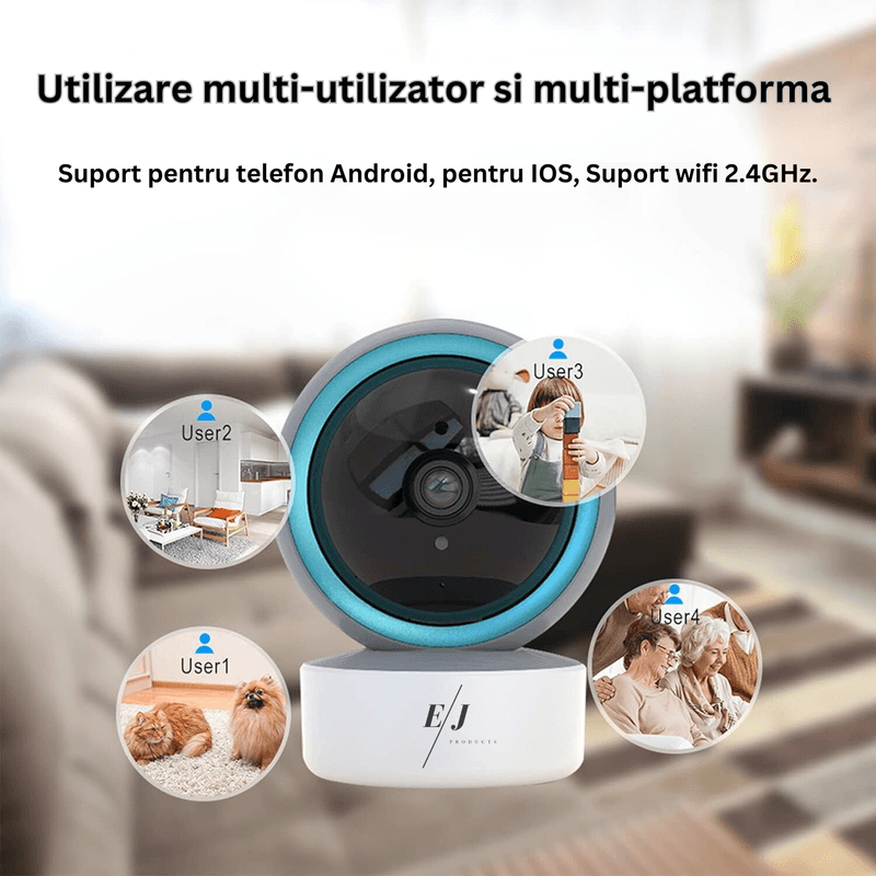 Laptop, Telefoane si Tablete - Wearables si gadgeturi - Gadgeturi - Dispozitive spionaj - Camera video de supraveghere bebelusi/copii WiFi, HD, night vision, unghi 355°, senzor de miscare - Infinity.ro