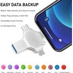 PC, gaming si accesorii - Periferice PC - Memorii USB - Stick USB-C, Axeloni ®, conexiune 4 in 1 Lightning, MicroUSB, Type-C si USB, compatibil cu iOS si Android, 128GB, Gri - Infinity.ro