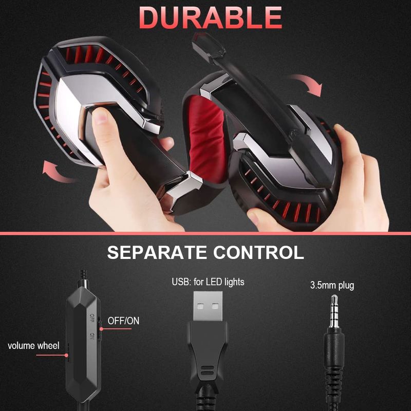 PC, gaming si accesorii - Gaming - Accesorii gaming - Controlere, Volane si Casti gaming - Casti gaming J30, Axeloni ®, negre cu leduri rosii, sunet stereo, pentru PC, Laptop, Mac, PS4, PS5, Xbox One - Infinity.ro