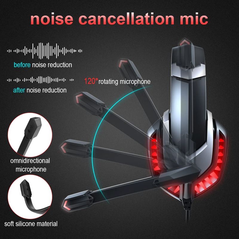 PC, gaming si accesorii - Gaming - Accesorii gaming - Controlere, Volane si Casti gaming - Casti gaming J30, Axeloni ®, negre cu leduri rosii, sunet stereo, pentru PC, Laptop, Mac, PS4, PS5, Xbox One - Infinity.ro