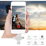 PC, gaming si accesorii - Periferice PC - Memorii USB - Stick USB-C, Axeloni ®, conexiune 4 in 1 Lightning, MicroUSB, Type-C si USB, compatibil cu iOS si Android, 128GB, Gri - Infinity.ro