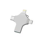 PC, gaming si accesorii - Periferice PC - Memorii USB - Stick USB-C, Axeloni ®, conexiune 4 in 1 Lightning, MicroUSB, Type-C si USB, compatibil cu iOS si Android, 128GB, Gri - Infinity.ro