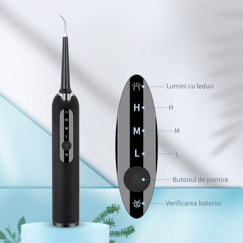 Ingrijire personala si Cosmetice - Igiena dentara - Rezerve si accesorii - Set curatare dentara Axeloni ®, periuta electrica, aparat pentru detartraj profesional, rezistent la apa, Negru - Infinity.ro