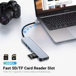 PC, gaming si accesorii - Retelistica - Hub-uri - Hub USB Type-C 7 in 1 Axeloni®, 1 x USB 3.0, 1 x USB 2.0, 1 x USB Type-C, HDMI 4K30Hz, TD si SD Card, PD 100W, Gri - Infinity.ro