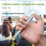 Laptop, Telefoane si Tablete - Wearables si gadgeturi - Gadgeturi - Dispozitive spionaj - Pix cu microfon ascuns, autonomie 10 ore, MP3 Player, 32GB, argintiu - D3191 - Infinity.ro