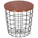 Casa si Gradina - Mobilier - Mese si birouri - Mese living - Masa rotunda cu cos depozitare, MDF, baza metalica, negru si maro, 30.5/39x40 cm, Springos - Infinity.ro
