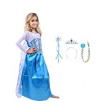 Jucarii, Copii si Bebe - Jucarii si jocuri - Jucarii de rol - Masti si costume copii - Set rochie si trei accesorii Elsa Frozen, IdeallStore®, 3-5  ani, Carnaval - Infinity.ro