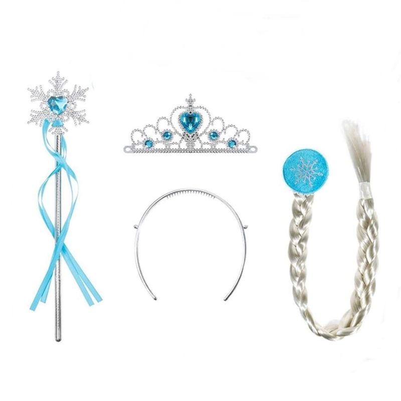 Jucarii, Copii si Bebe - Jucarii si jocuri - Jucarii de rol - Masti si costume copii - Set rochie si trei accesorii Elsa Frozen, IdeallStore®, 3-5  ani, Carnaval - Infinity.ro