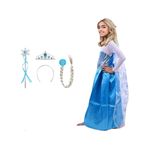 Jucarii, Copii si Bebe - Jucarii si jocuri - Jucarii de rol - Masti si costume copii - Set rochie si trei accesorii Elsa Frozen, IdeallStore®, 3-5  ani, Carnaval - Infinity.ro