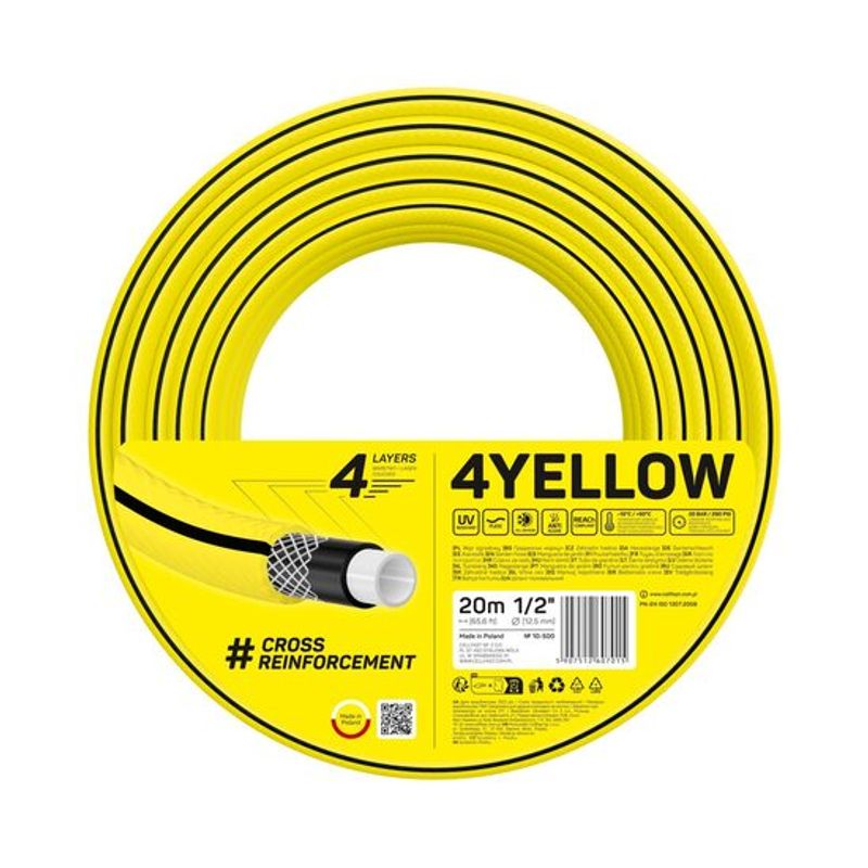 Casa si Gradina - Gradinarit si plante - Instalatii si accesorii pentru irigatii - Furtunuri de gradina si accesorii - Furtun gradina, Cellfast Yellow, 4 straturi, 1/2", 20 m - Infinity.ro