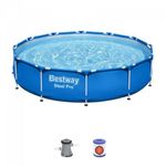 Casa si Gradina - Gradina si terasa - Piscine si accesorii - Piscine - Piscina structura metalica, rotunda, cu filtru, albastru, 366 x 76 cm, Bestway Steel Pro - Infinity.ro
