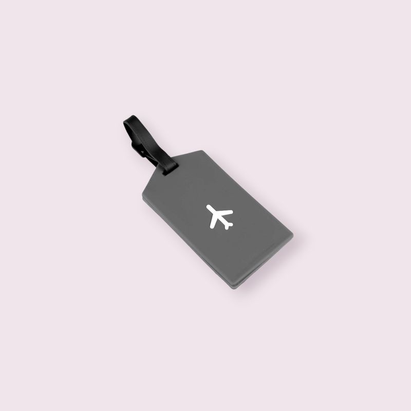Sport si Outdoor/Articole de voiaj/Accesorii articole de voiaj - Ecuson silicon pentru identificare bagaje Crisalida, motiv avion, 6,5 x 12 cm, Gri - Infinity.ro