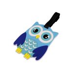 Sport si Outdoor - Articole de voiaj - Accesorii articole de voiaj - Ecuson silicon pentru identificare bagaje Crisalida, motiv bufnita, 7,8 x 9,5 cm, Albastru - Infinity.ro