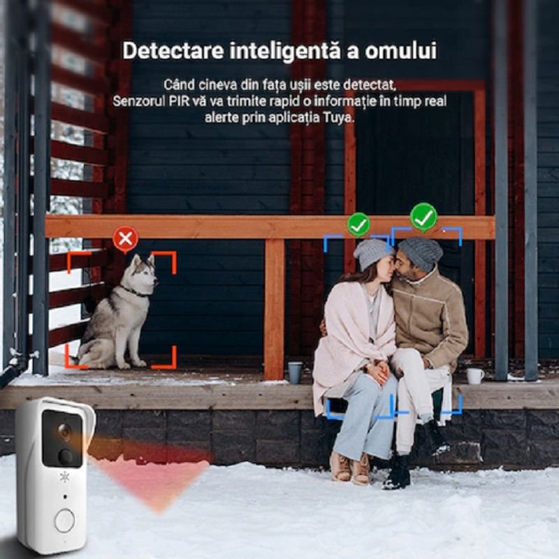Casa si Gradina - Electrice - Accesorii electrice - Sonerii electrice - Sonerie inteligenta Spy® Pro Wifi cu camera video 2MP FullHD, Night Vision, senzor de miscare IR - Infinity.ro