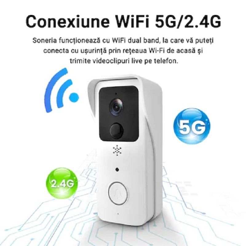 Casa si Gradina - Electrice - Accesorii electrice - Sonerii electrice - Sonerie inteligenta Spy® Pro Wifi cu camera video 2MP FullHD, Night Vision, senzor de miscare IR - Infinity.ro