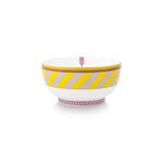 Casa si Gradina - Bucatarie si vesela - Vesela si tacamuri - Farfurii si boluri - Bol din portelan Chique Stripes Yellow 20.5cm - Infinity.ro