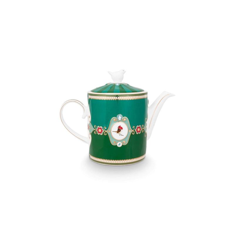 Casa si Gradina - Bucatarie si vesela - Vase pentru gatit - Ceainice si infuzoare - Ceainic portelan Love Birds Medallion Emerald-Green 1.3l - Infinity.ro