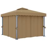 Casa si Gradina - Gradina si terasa - Umbrele si pavilioane - Pavilioane - Pavilion cu perdea, gri taupe, 3x3 m, aluminiu - Infinity.ro
