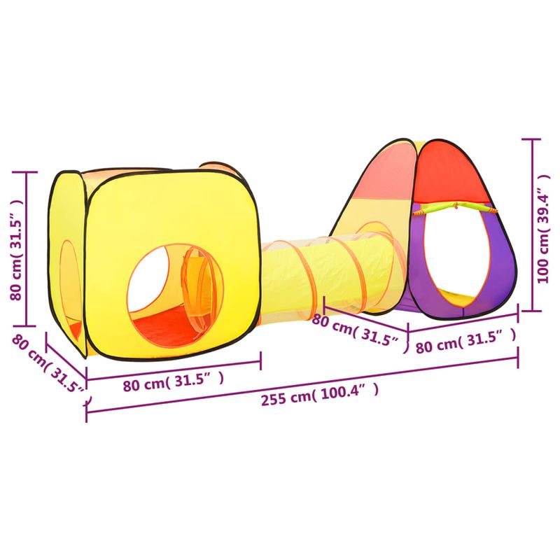 Jucarii, Copii si Bebe - Jucarii si jocuri - Jucarii de exterior - Casute si corturi copii - Cort de joaca pentru copii, multicolor, 255x80x100 cm - Infinity.ro