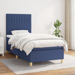 Casa si Gradina - Mobilier - Paturi si accesorii - Paturi - Pat box spring cu saltea, albastru, 90x190 cm, textil - Infinity.ro
