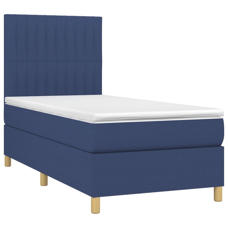 Casa si Gradina - Mobilier - Paturi si accesorii - Paturi - Pat box spring cu saltea, albastru, 90x190 cm, textil - Infinity.ro