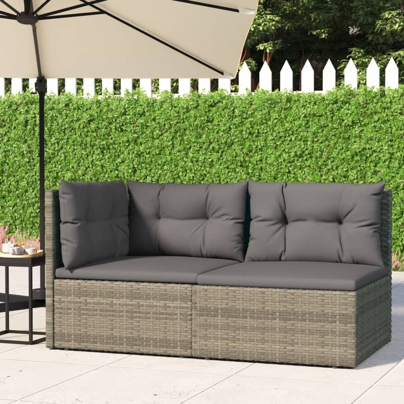 Casa si Gradina - Gradina si terasa - Mobilier exterior - Seturi mobila gradina - Set mobilier de gradina cu perne, 2 piese, gri, poliratan - Infinity.ro