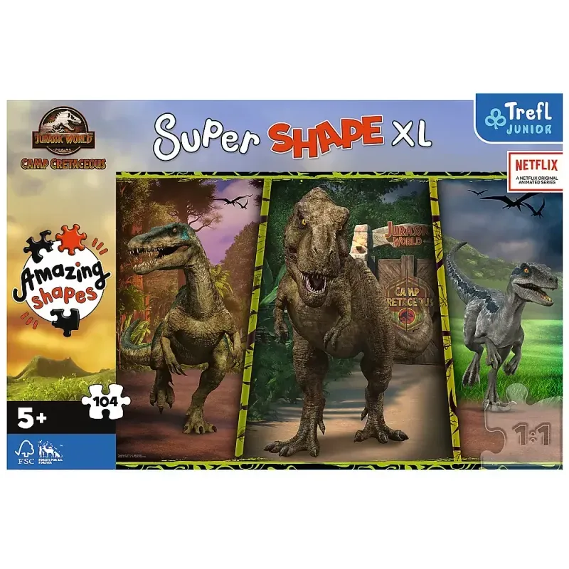Jucarii, Copii si Bebe - Jucarii si jocuri - Jocuri si puzzle - Puzzle - Puzzle trefl primo super shape xxl 104 jurassic world - Infinity.ro