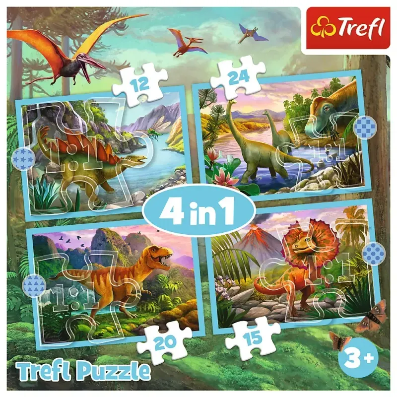 Jucarii, Copii si Bebe - Jucarii si jocuri - Jocuri si puzzle - Puzzle - Puzzle trefl 4in1 lumea dinozaurilor - Infinity.ro