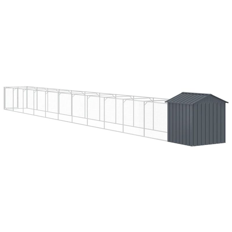Petshop - Accesorii petshop - Culcusuri si custi - Custi interior si exterior - Cusca caine cu acoperis antracit 117x1221x123cm otel galvanizat - Infinity.ro