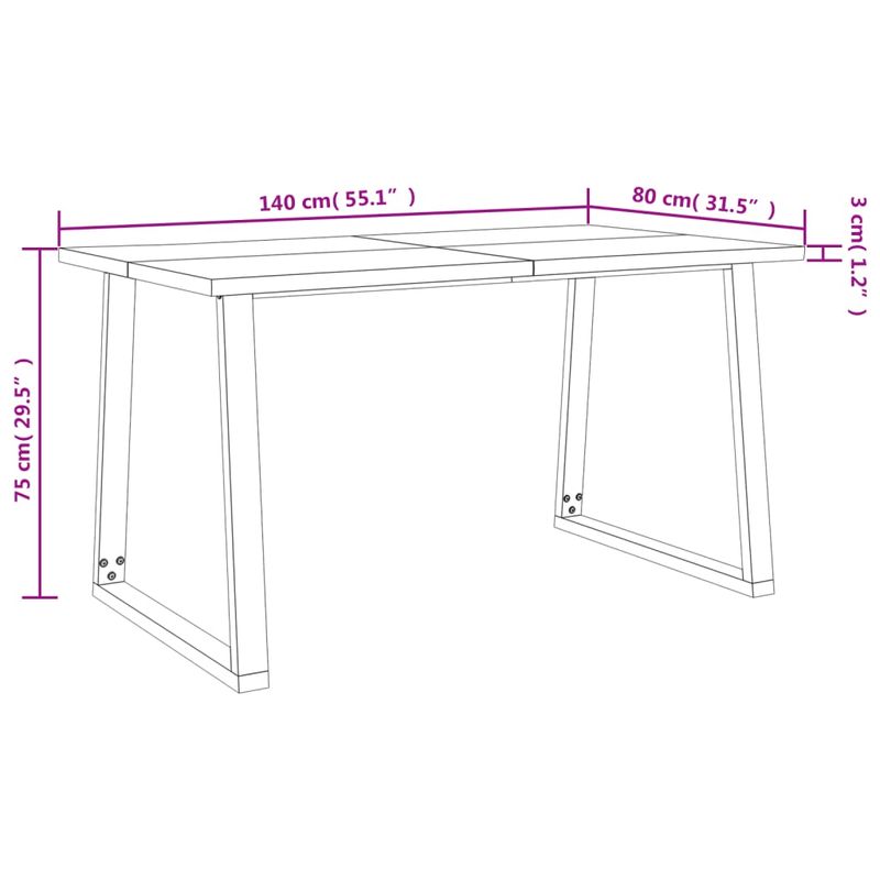 Casa si Gradina - Mobilier - Seturi de mobilier - Seturi mese si scaune - Set de masa din 3 piese, margini naturale, lemn masiv de acacia, lungime 140 cm - Infinity.ro