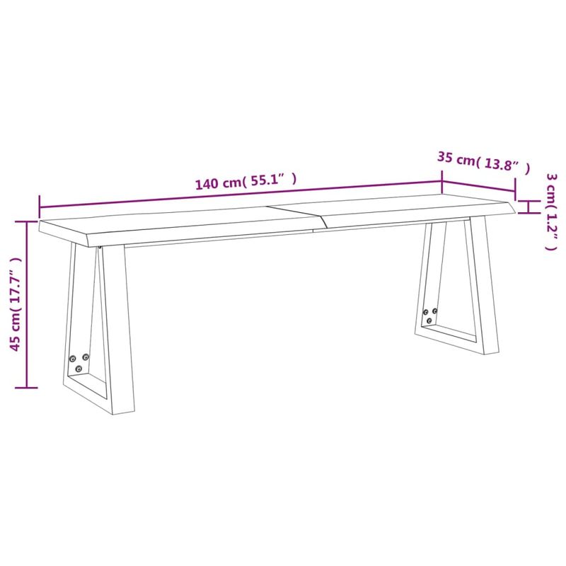 Casa si Gradina - Mobilier - Seturi de mobilier - Seturi mese si scaune - Set de masa din 3 piese, margini naturale, lemn masiv de acacia, lungime 140 cm - Infinity.ro