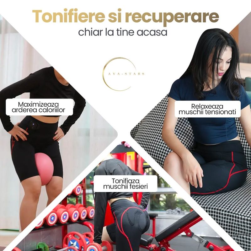 Ingrijire personala si Cosmetice - Aparate & accesorii ingrijire personala - Aparate cosmetice - Aparate intretinere si ingrijire corporala - Echipament EMS pentru Slabit, Tonifiere Fesieri si Picioare, Ava-Stars ®, Pantaloni EMS pentru exercitii fitness, L - Infinity.ro