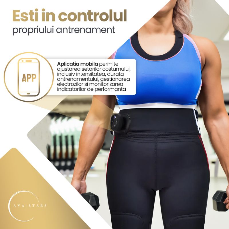 Ingrijire personala si Cosmetice - Aparate & accesorii ingrijire personala - Aparate cosmetice - Aparate intretinere si ingrijire corporala - Echipament EMS pentru Slabit, Tonifiere Fesieri si Picioare, Ava-Stars ®, Pantaloni EMS pentru exercitii fitness, L - Infinity.ro