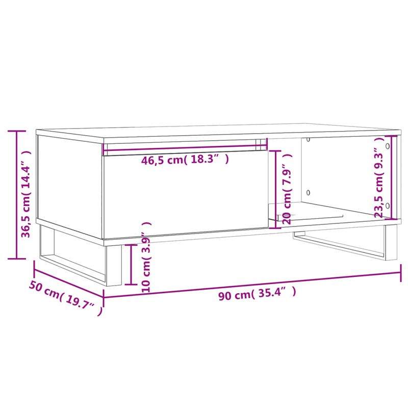 Casa si Gradina - Mobilier - Mese si birouri - Masute de cafea - Masuta de cafea, gri beton, 90x50x36,5 cm, lemn compozit - Infinity.ro