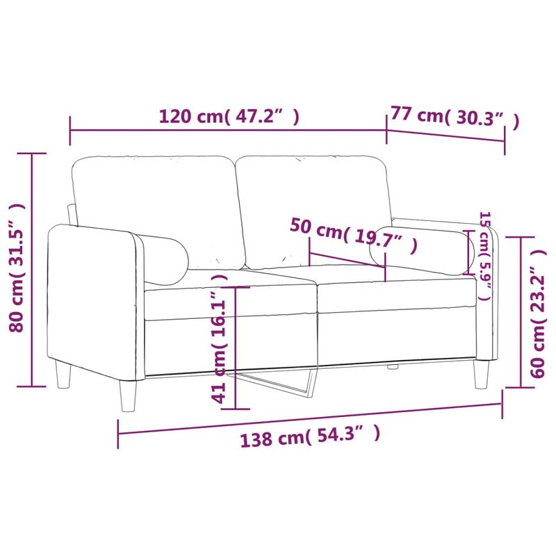 Casa si Gradina - Mobilier - Canapele si coltare - Canapele - Canapea cu 2 locuri cu pernute, maro, 120 cm, catifea - Infinity.ro