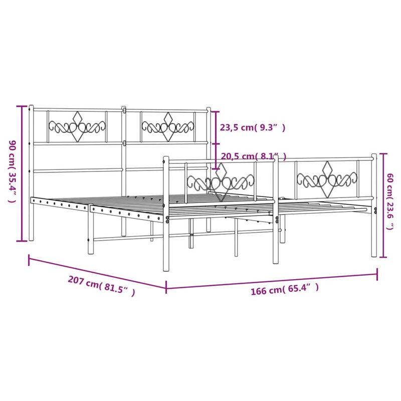 Casa si Gradina - Mobilier - Paturi si accesorii - Paturi - Cadru pat metalic cu tablie de cap/picioare, negru, 160x200 cm - Infinity.ro