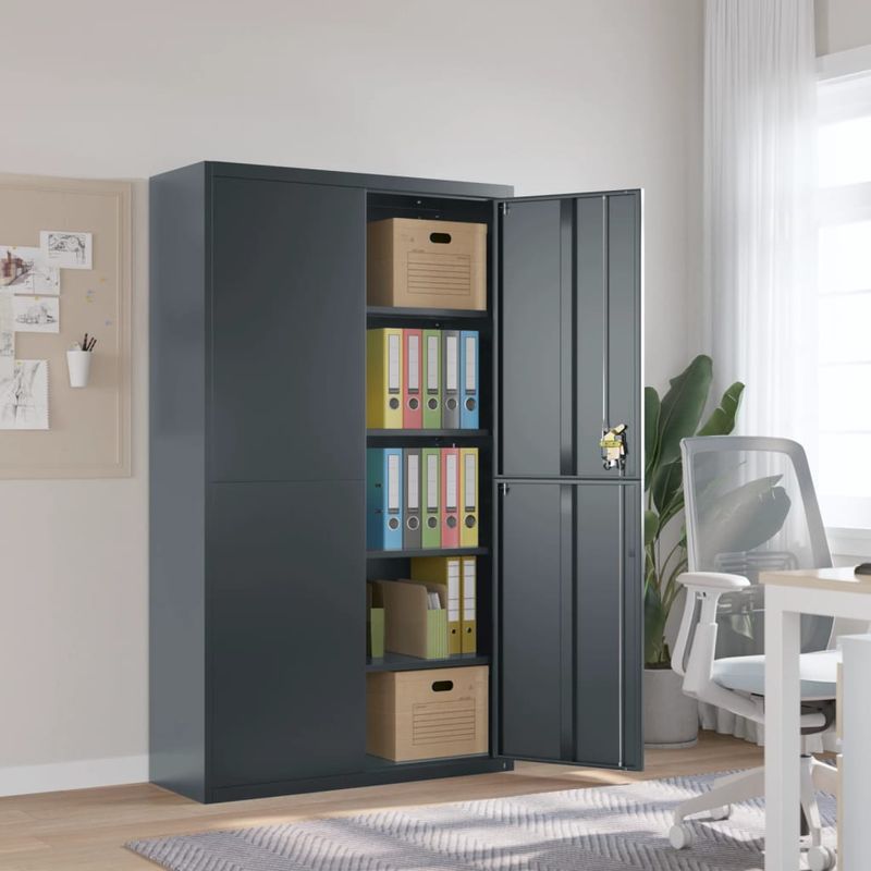 Casa si Gradina - Constructii - Depozitare, transport si protectie - Rafturi, fisete si vestiare - Fiset, antracit, 105x40x180 cm, otel - Infinity.ro