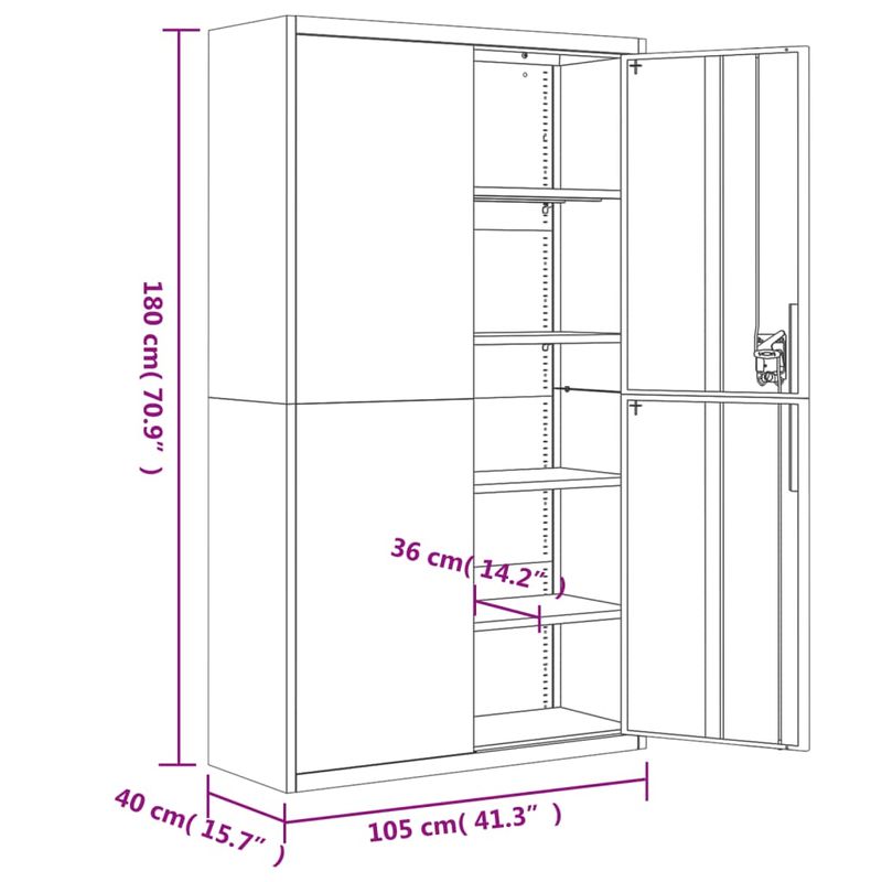 Casa si Gradina - Constructii - Depozitare, transport si protectie - Rafturi, fisete si vestiare - Fiset, antracit, 105x40x180 cm, otel - Infinity.ro