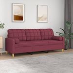 Casa si Gradina - Mobilier - Canapele si coltare - Canapele - Canapea cu 3 locuri cu pernute, rosu vin, 180 cm, textil - Infinity.ro