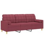 Casa si Gradina - Mobilier - Canapele si coltare - Canapele - Canapea cu 3 locuri cu pernute, rosu vin, 180 cm, textil - Infinity.ro