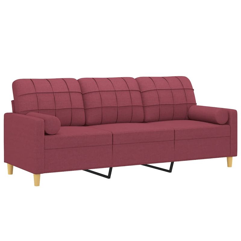 Casa si Gradina - Mobilier - Canapele si coltare - Canapele - Canapea cu 3 locuri cu pernute, rosu vin, 180 cm, textil - Infinity.ro