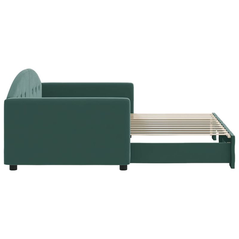 Casa si Gradina - Mobilier - Paturi si accesorii - Paturi - Pat de zi cu extensie, verde inchis, 90x200 cm, catifea - Infinity.ro